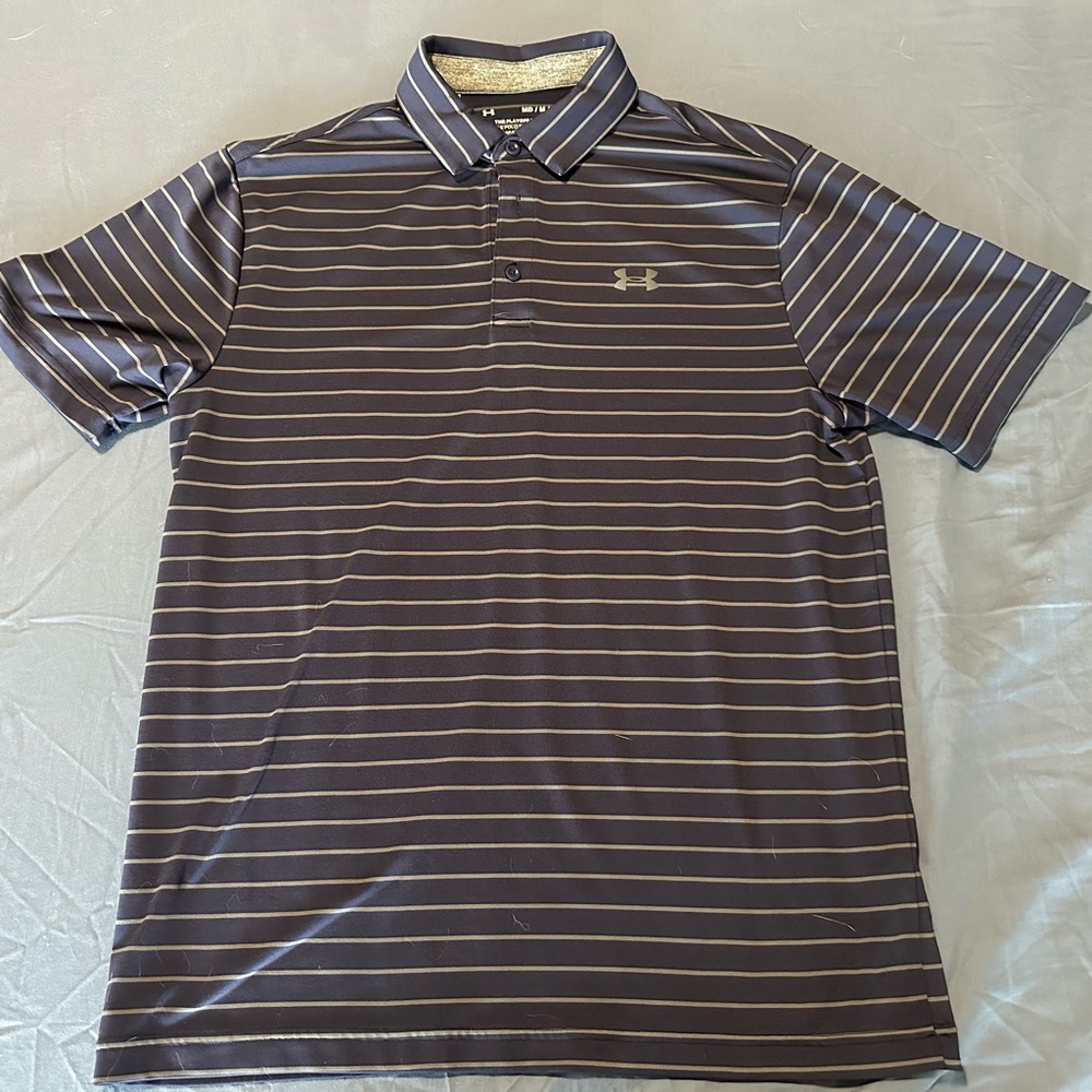 Under Armour Men's Striped Golf‎ Polo Shirt - Navy Blue